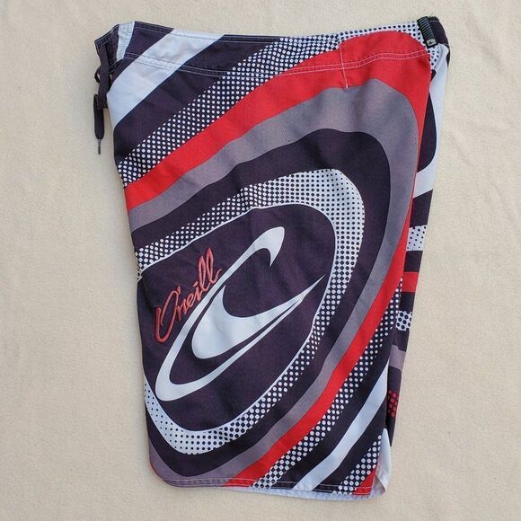 O'Neill black, red, gray, and white board shorts/swim trunks - Picture 7 of 11